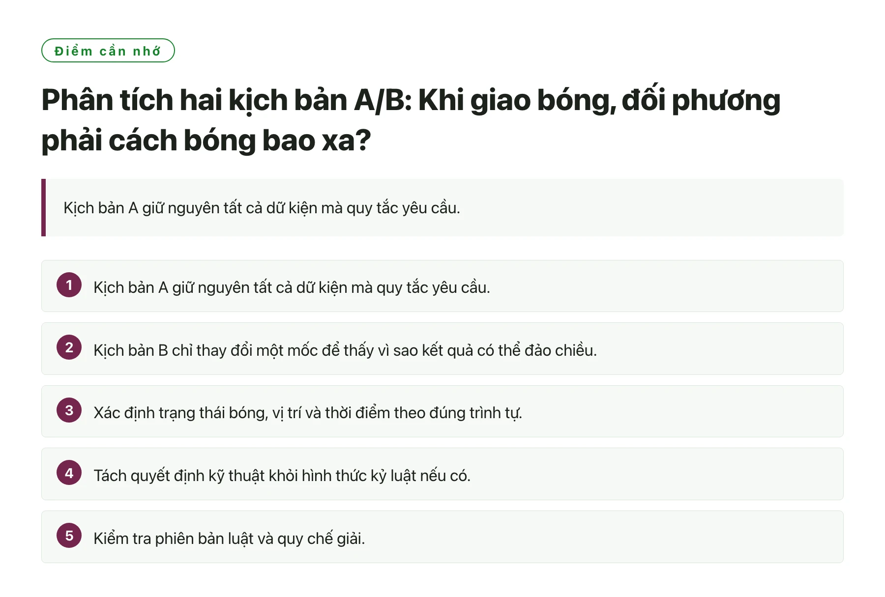 Phân tích hai kịch bản A/B: Khi giao bóng, đối phương phải cách bóng bao xa?——全文要点速览